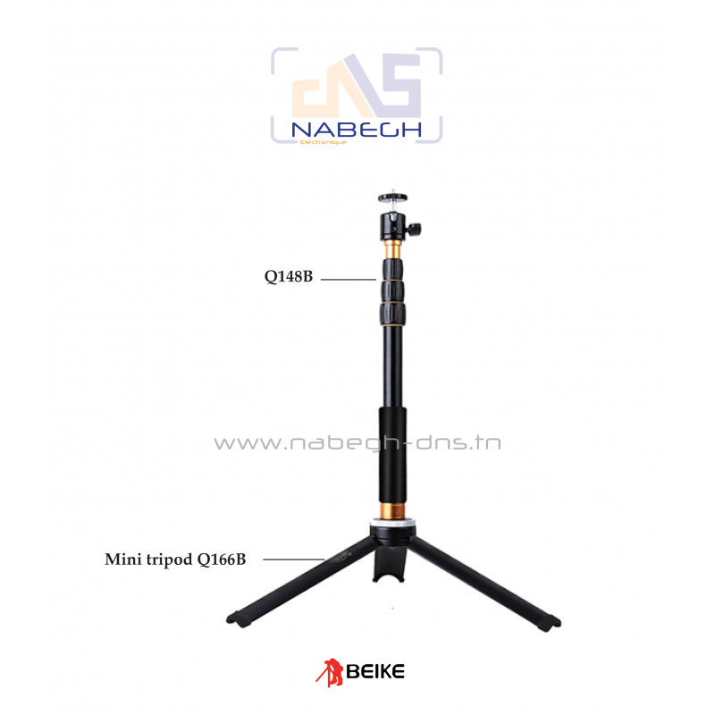 trépied à Double poignée en aluminium Q80, tête à bille, 3